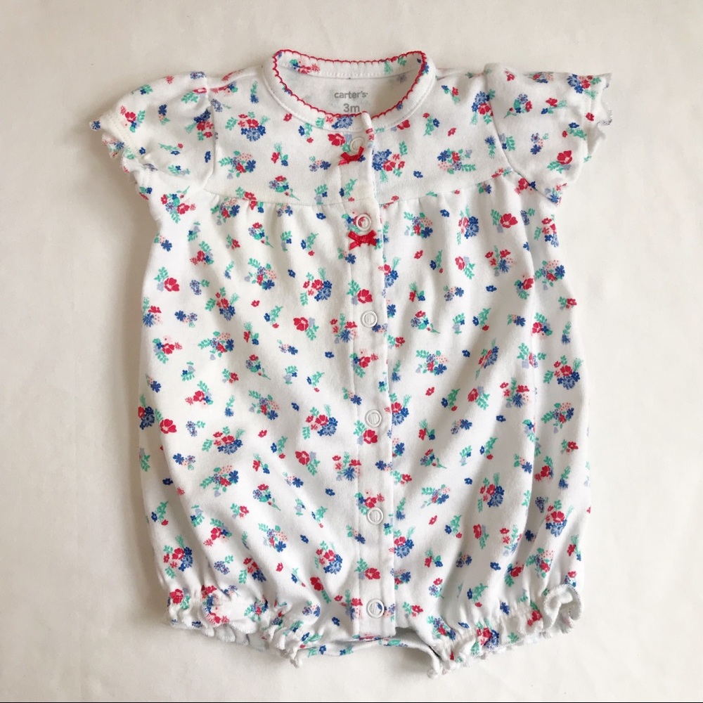 CARTERS White Floral Flutter Sleeve Romper